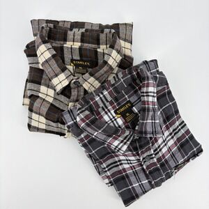 Stanley Flannel Shirt 2 Pack Plaid Button Down Rugged Workwear Chore XL Neutral